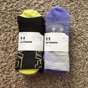 Under Armour Phenom Socks - Black and Purple with Lime Accents